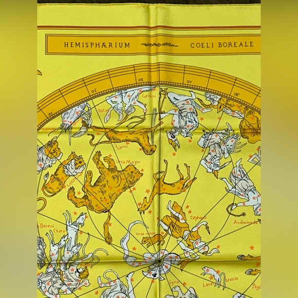 Hermès “Hémisphærium Coeli Boreale” Silk Scarf – Yellow Zodiac Constellation - Picture 3 of 8